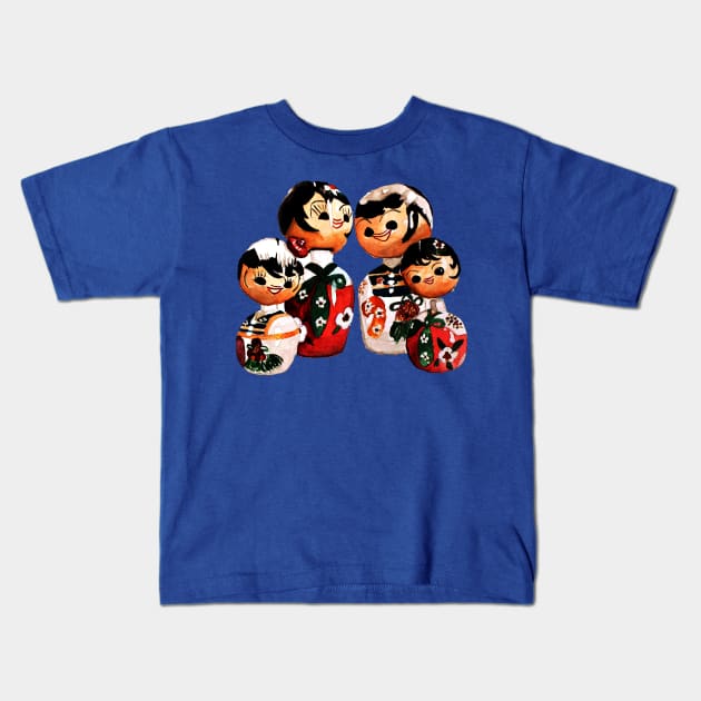 vintage kokeshi dolls Kids T-Shirt by Kellykubellyboo